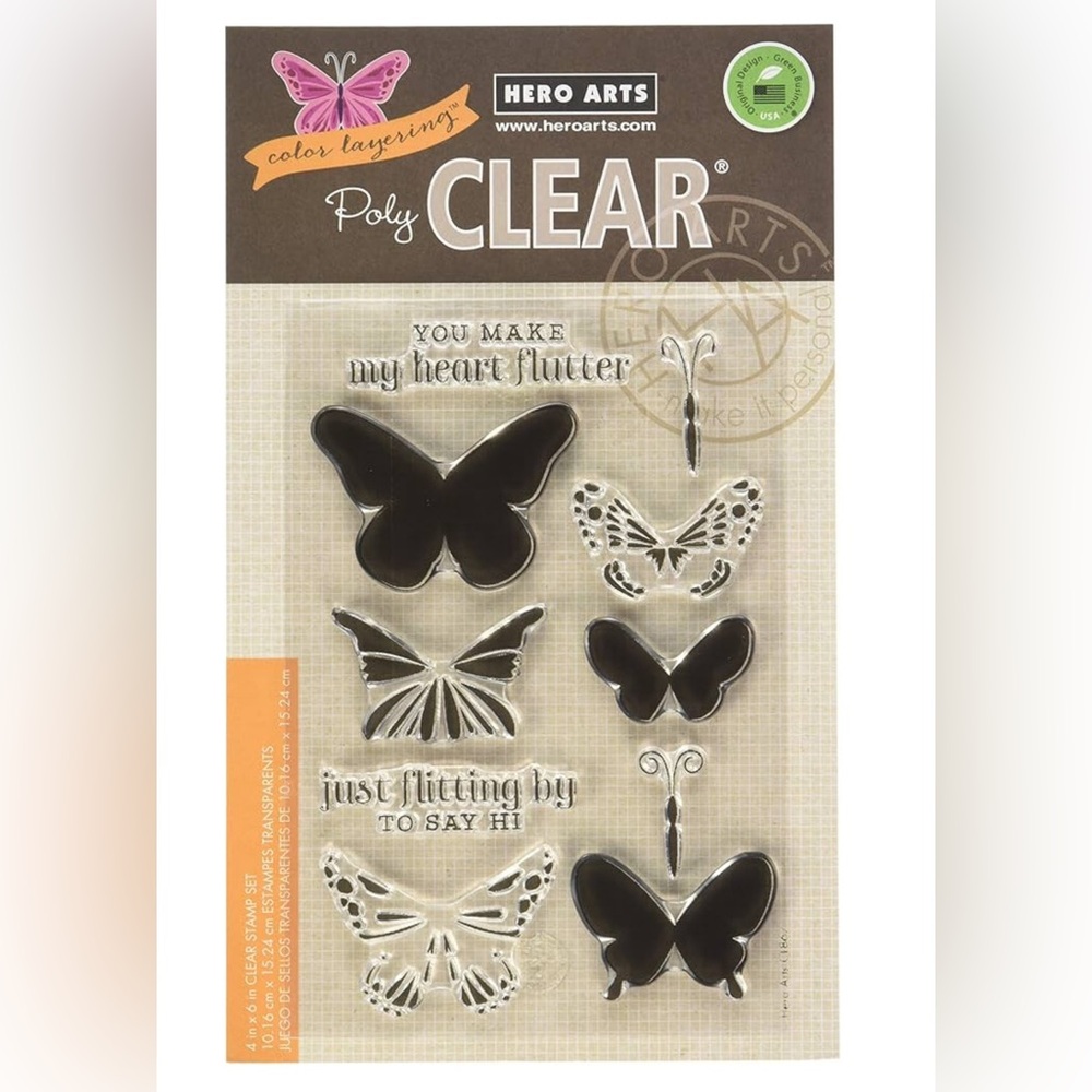 Hero Arts Color Layering Butterflies Clear Stamp Set